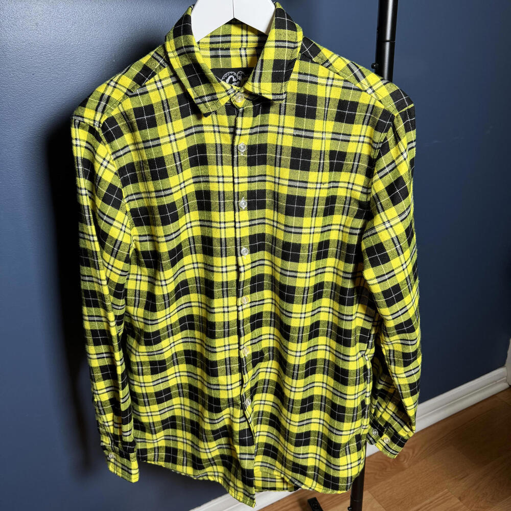Cakeworthy Stand Out World Tour ’95 Yellow Black Plaid Flannel Shirt S - Picture 5 of 8